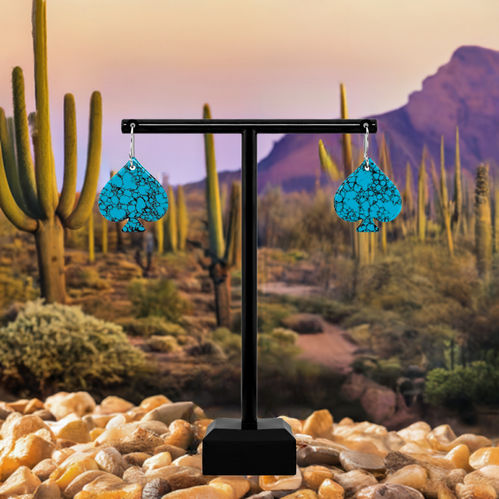 Blue Turquoise Gibbsite Spade Earrings