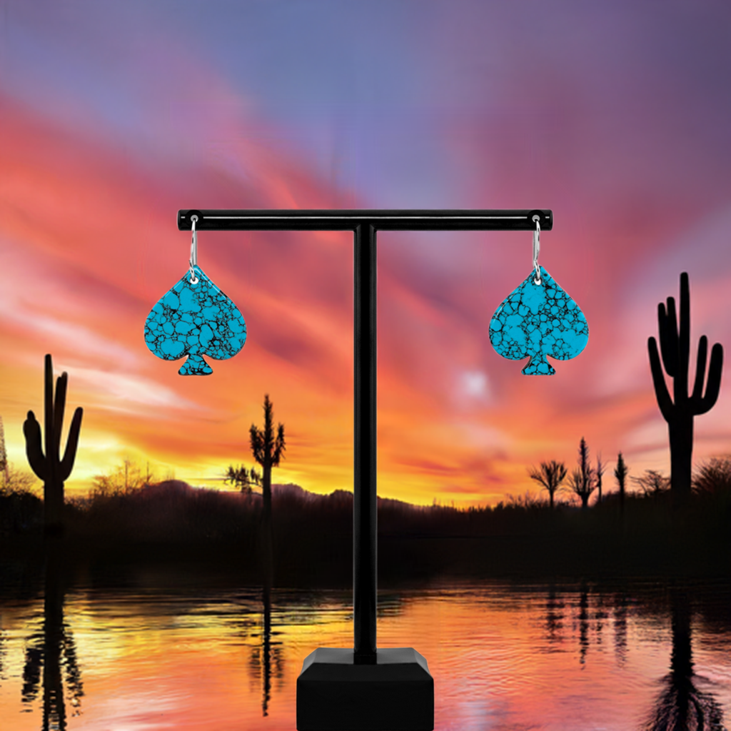 Blue Turquoise Gibbsite Spade Earrings