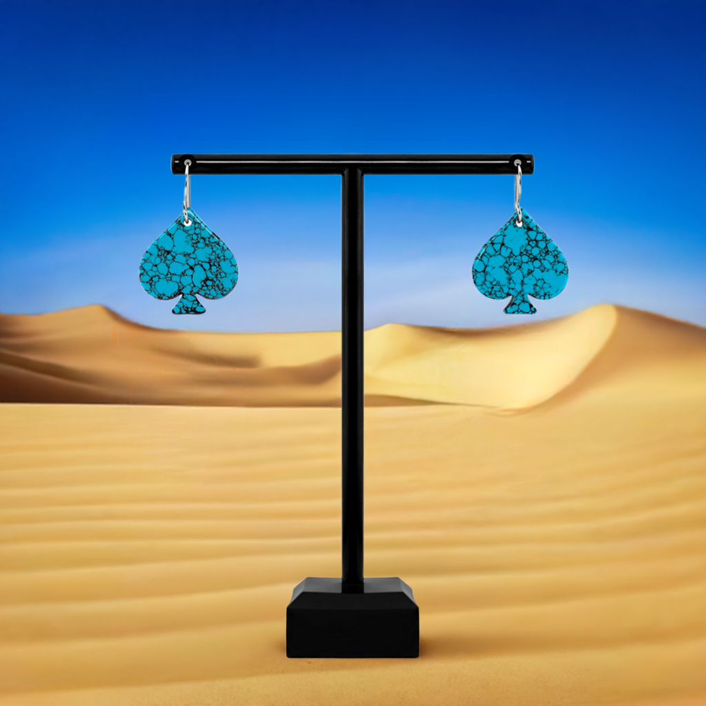 Blue Turquoise Gibbsite Spade Earrings