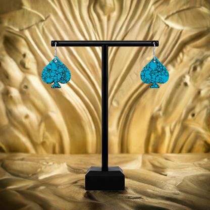 Blue Turquoise Gibbsite Spade Earrings