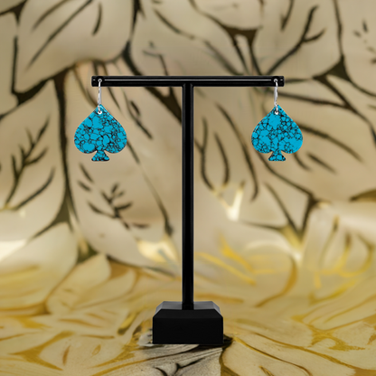 Blue Turquoise Gibbsite Spade Earrings