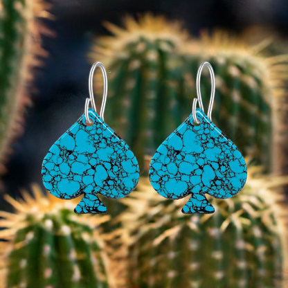 Blue Turquoise Gibbsite Spade Earrings