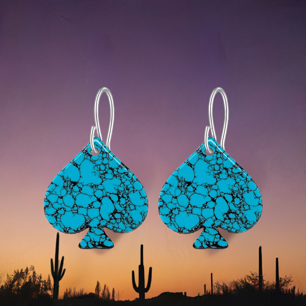 Blue Turquoise Gibbsite Spade Earrings