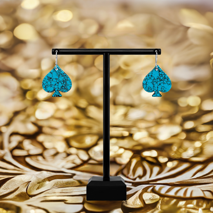 Blue Turquoise Gibbsite Spade Earrings