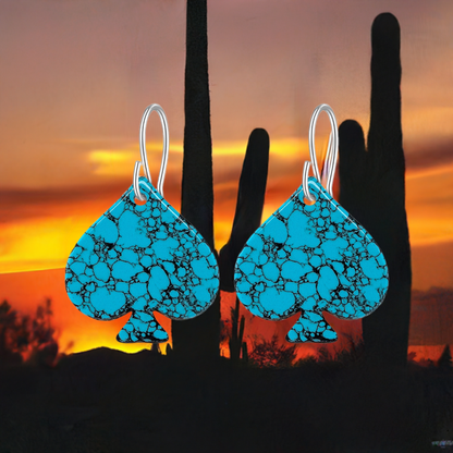 Blue Turquoise Gibbsite Spade Earrings