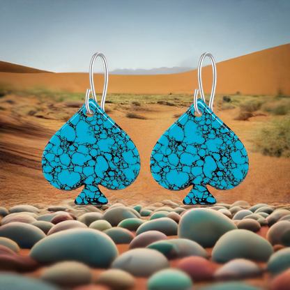 Blue Turquoise Gibbsite Spade Earrings