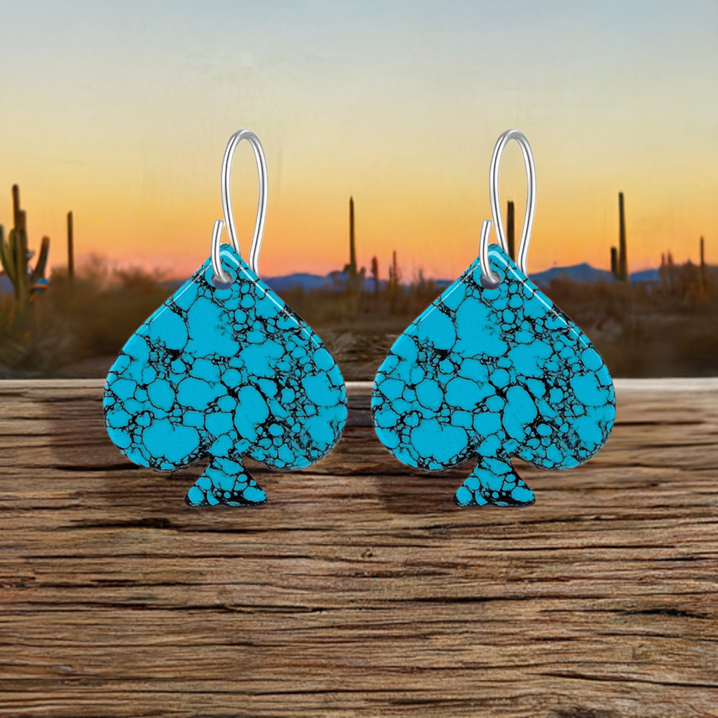 Blue Turquoise Gibbsite Spade Earrings