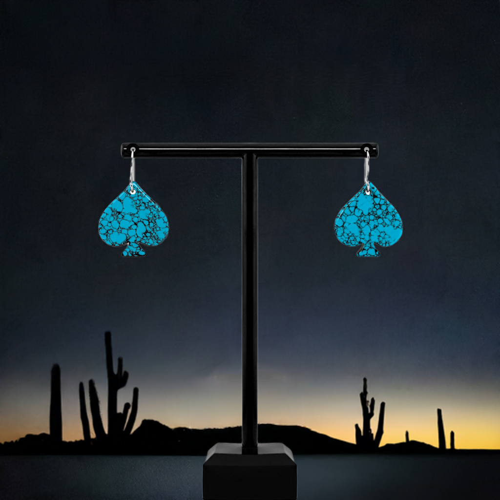 Blue Turquoise Gibbsite Spade Earrings