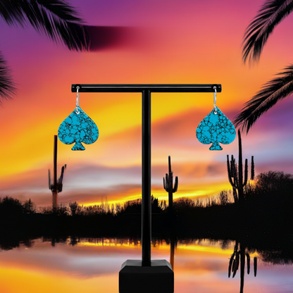 Blue Turquoise Gibbsite Spade Earrings