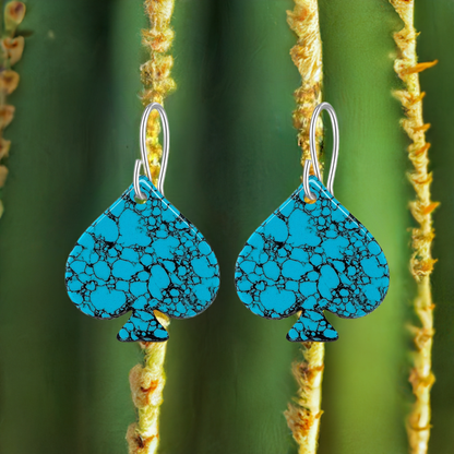 Blue Turquoise Gibbsite Spade Earrings