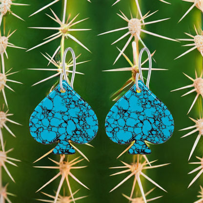 Blue Turquoise Gibbsite Spade Earrings