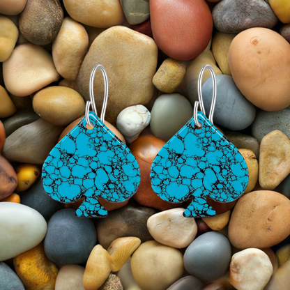 Blue Turquoise Gibbsite Spade Earrings