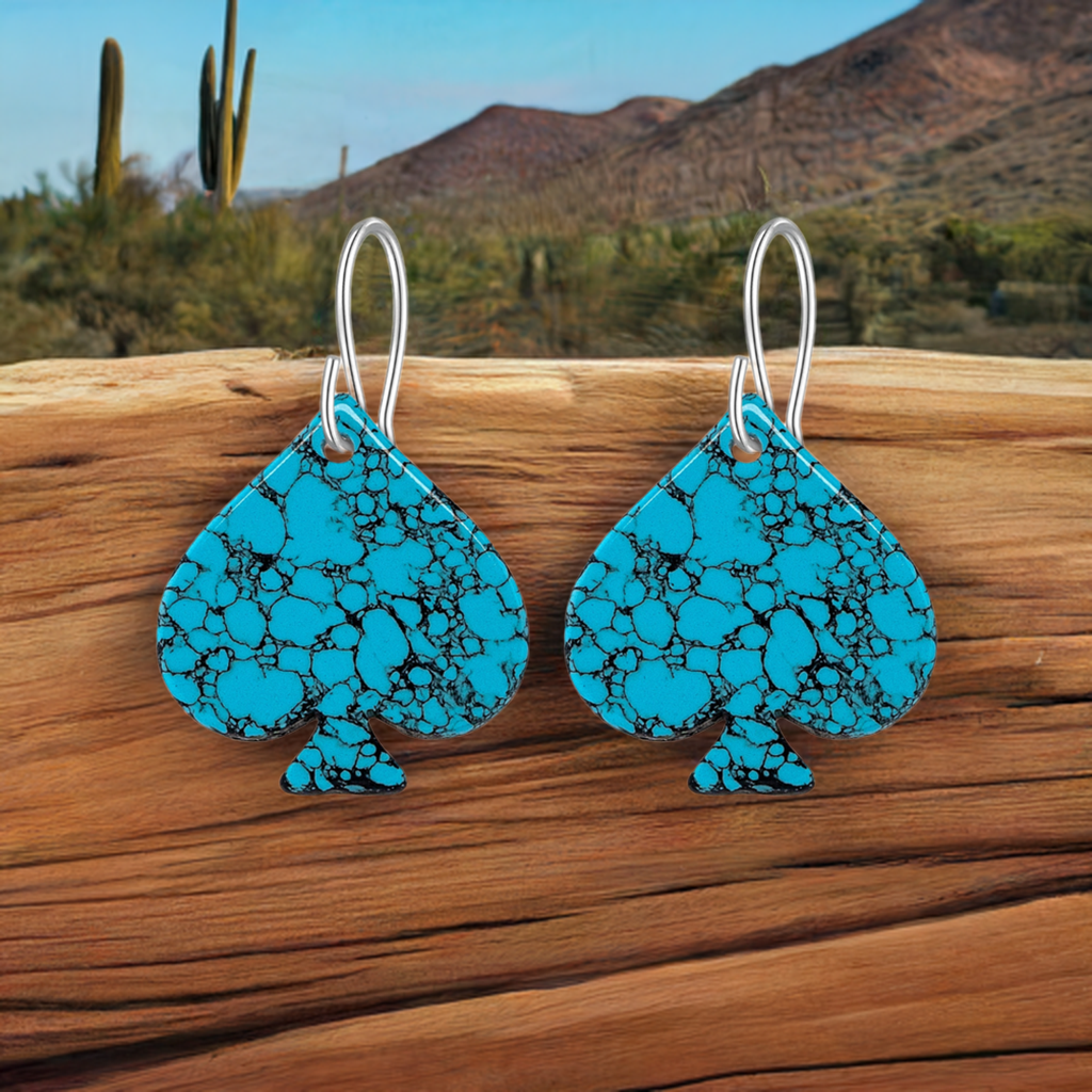 Blue Turquoise Gibbsite Spade Earrings