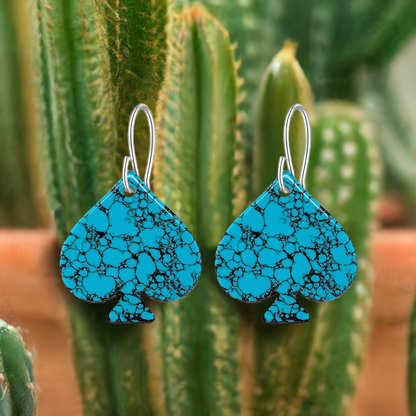 Blue Turquoise Gibbsite Spade Earrings