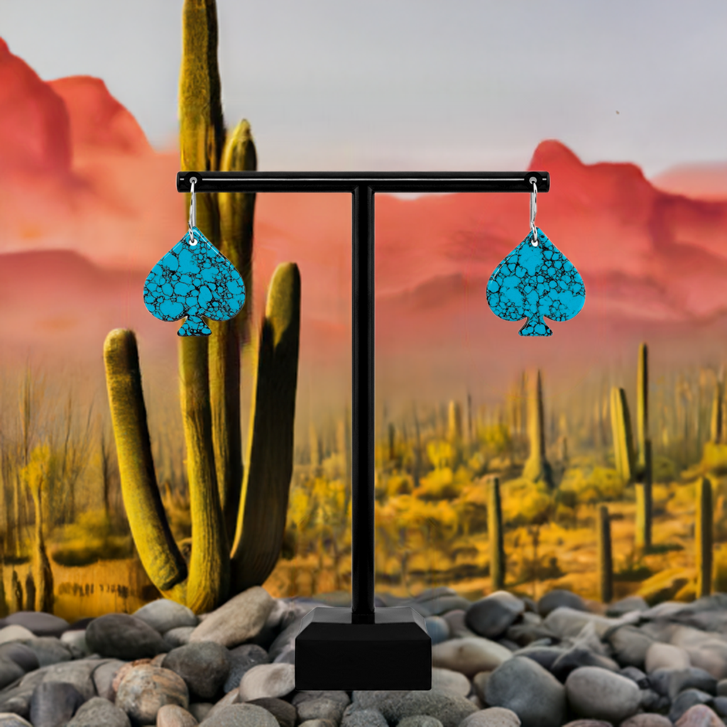 Blue Turquoise Gibbsite Spade Earrings