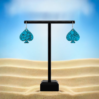 Blue Turquoise Gibbsite Spade Earrings