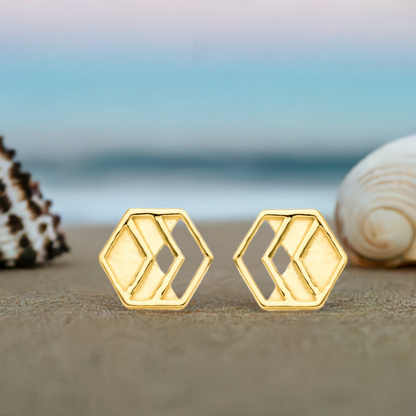 Gold Chevron Stud Earrings