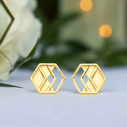 Gold Chevron Stud Earrings