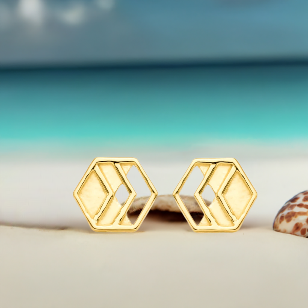 Gold Chevron Stud Earrings