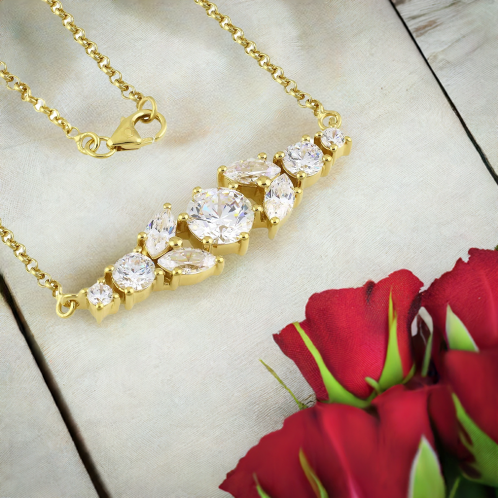 Gold Crystal Bar Necklace