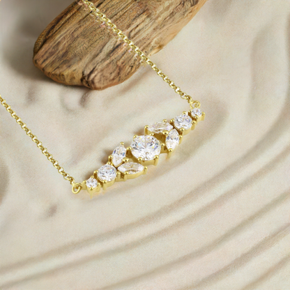 Gold Crystal Bar Necklace