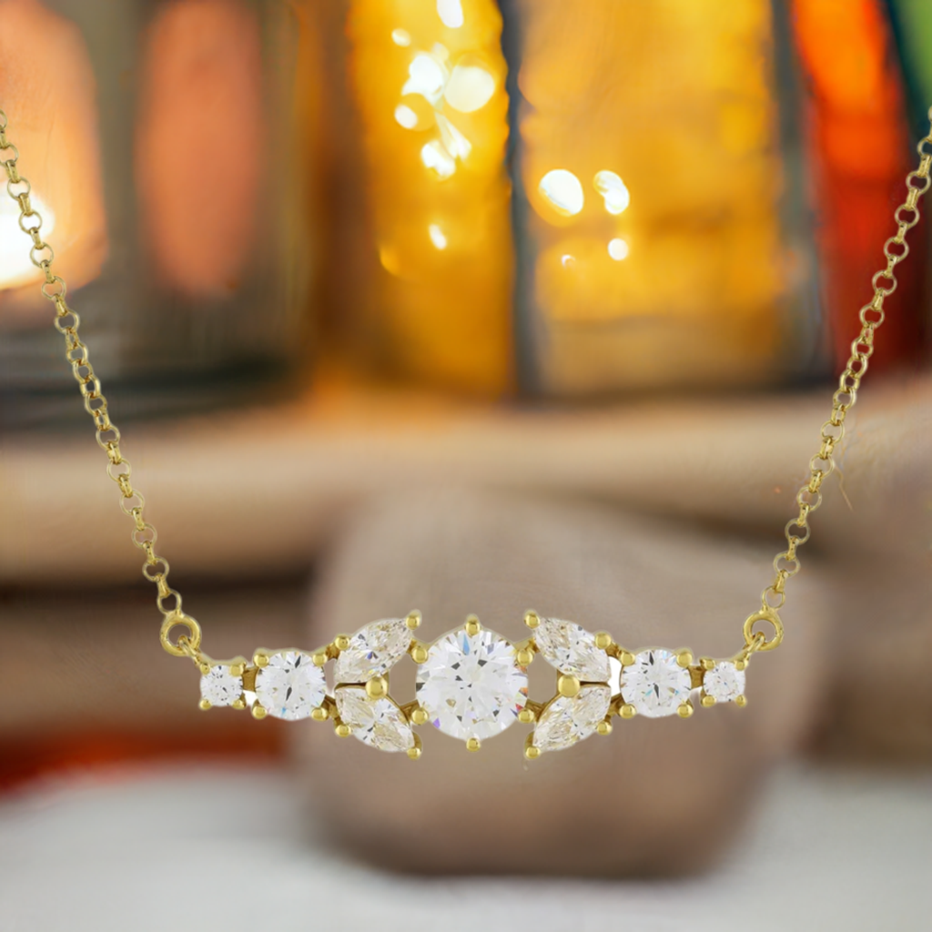 Gold Crystal Bar Necklace