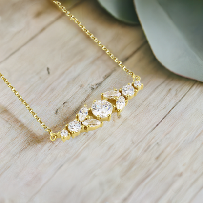 Gold Crystal Bar Necklace