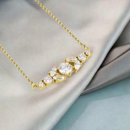 Gold Crystal Bar Necklace