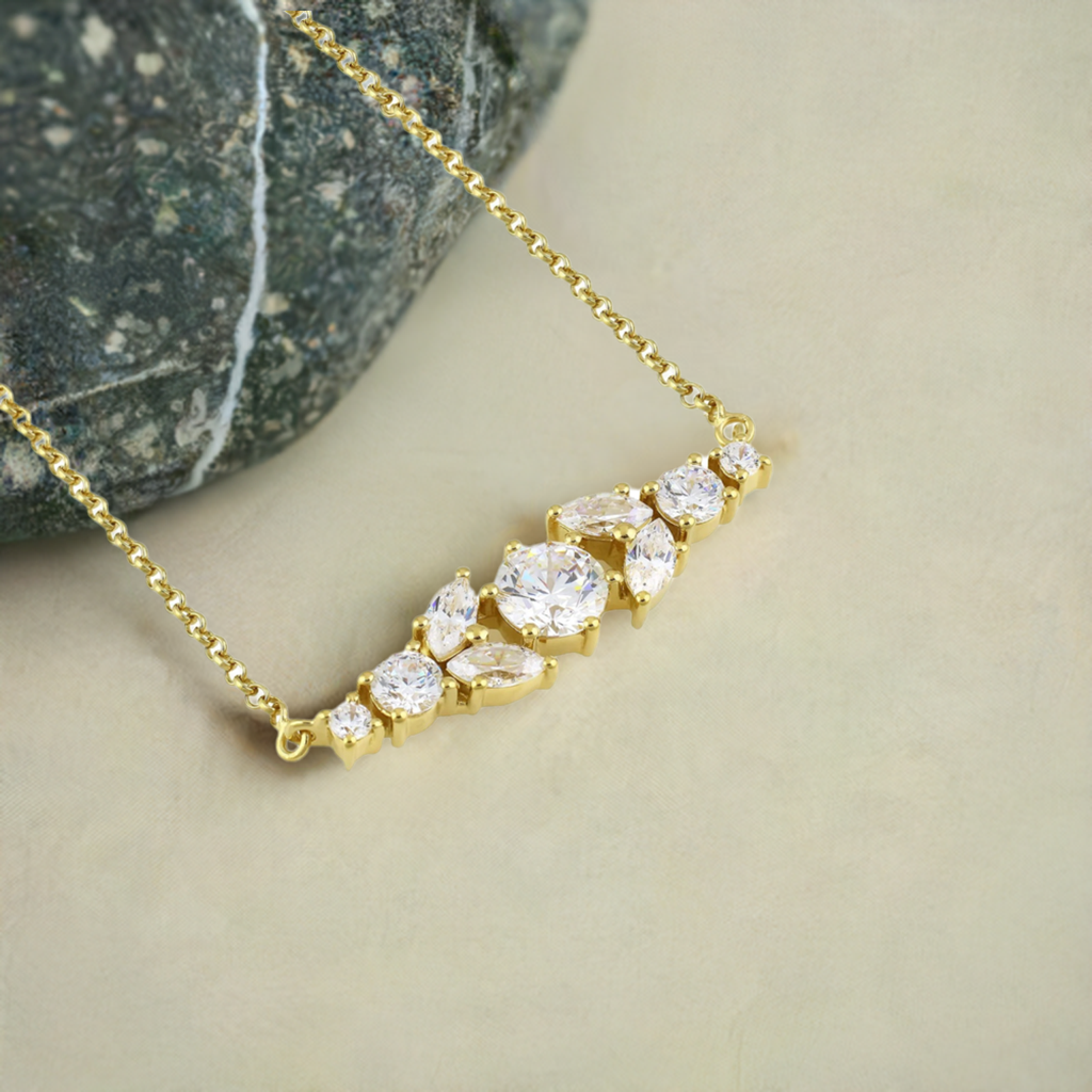 Gold Crystal Bar Necklace