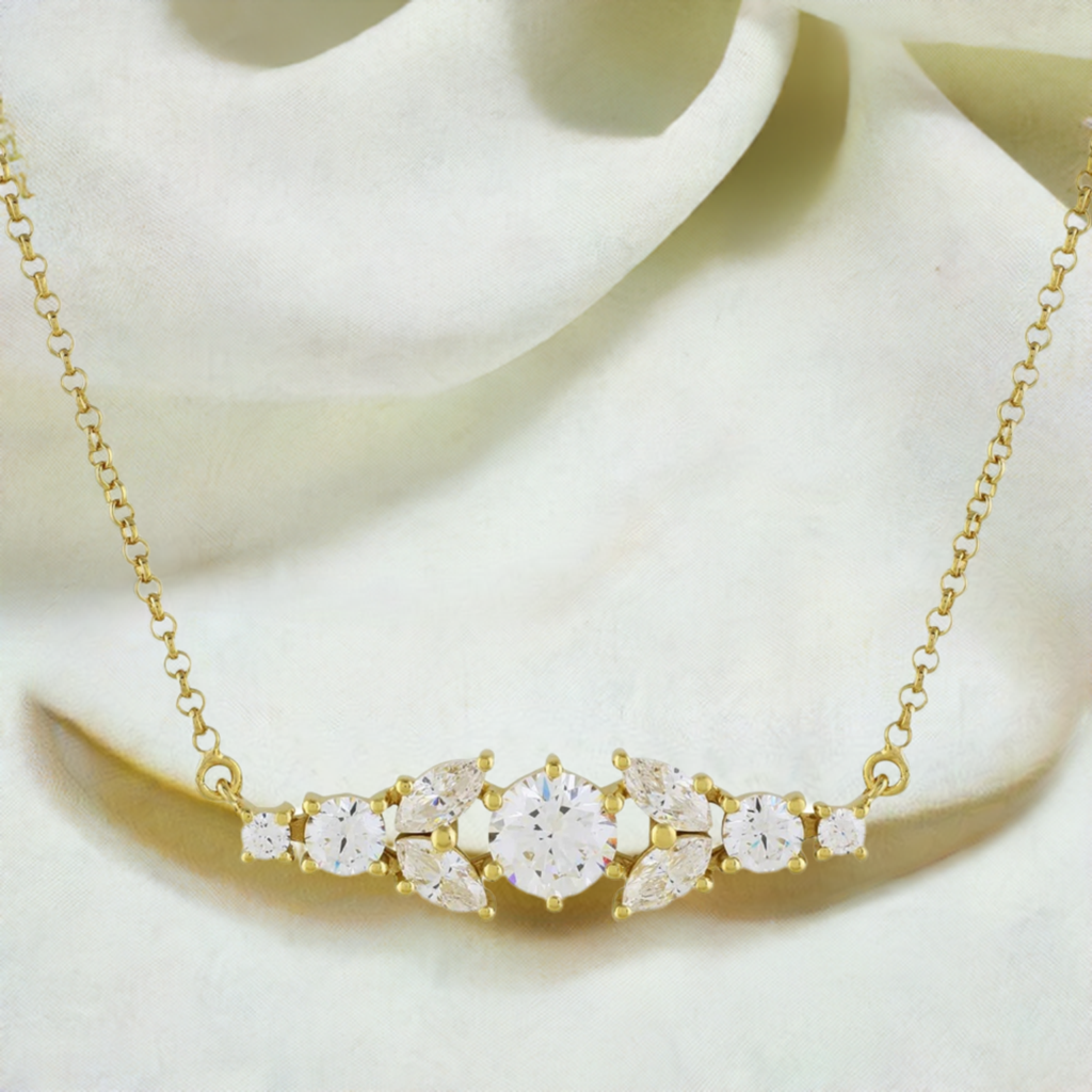 Gold Crystal Bar Necklace