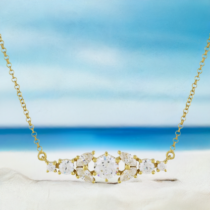 Gold Crystal Bar Necklace