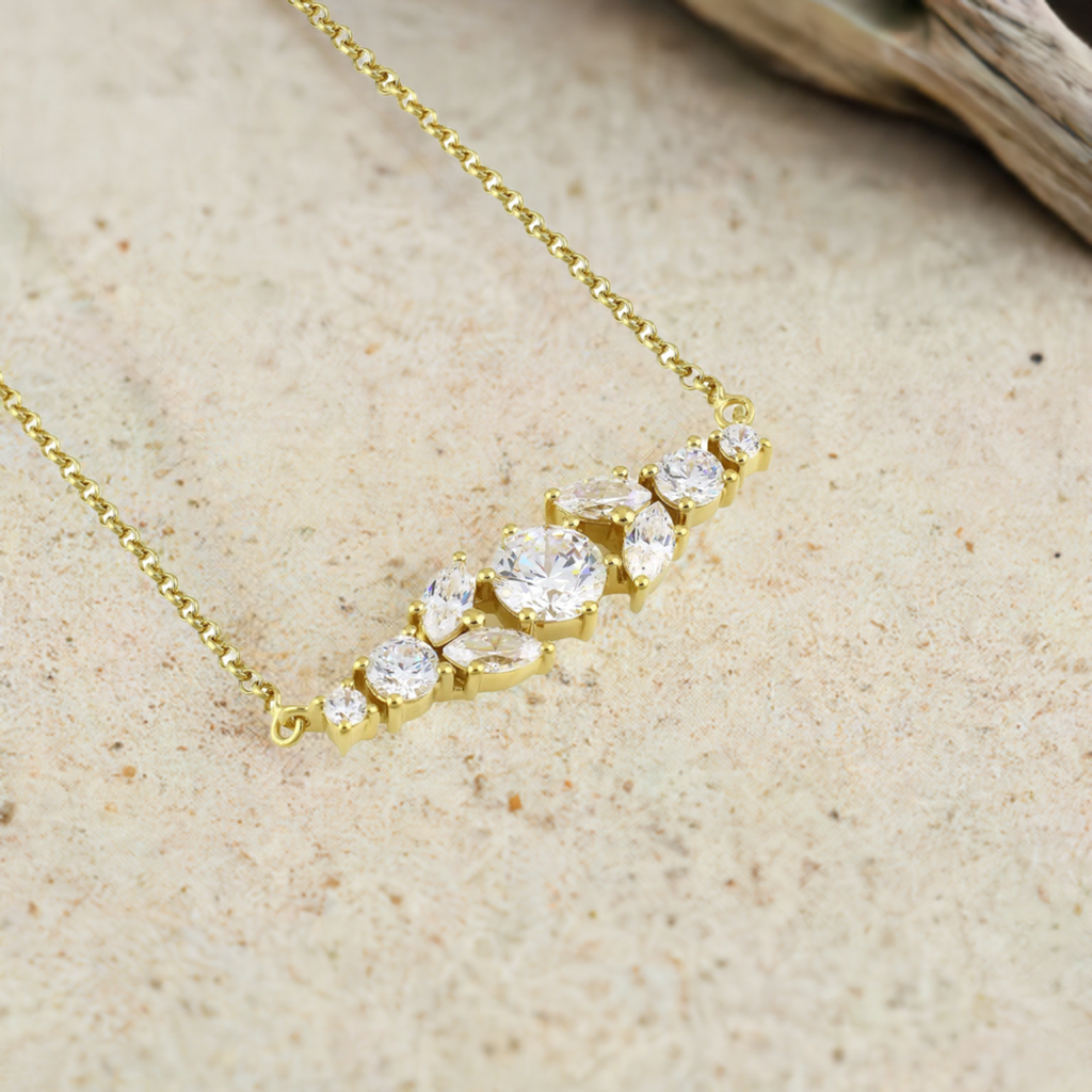 Gold Crystal Bar Necklace