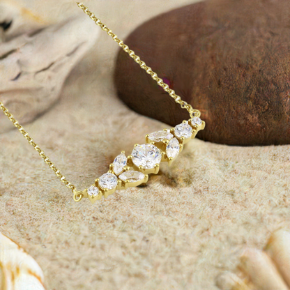 Gold Crystal Bar Necklace