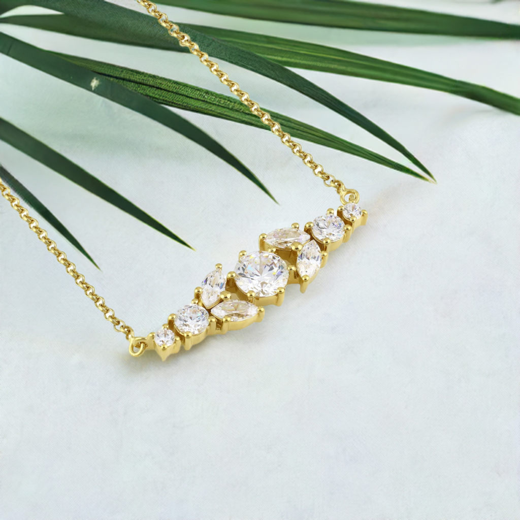 Gold Crystal Bar Necklace