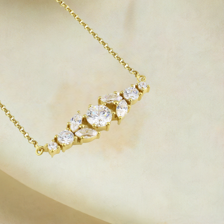 Gold Crystal Bar Necklace