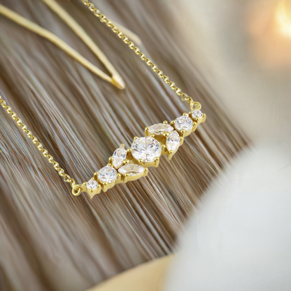 Gold Crystal Bar Necklace