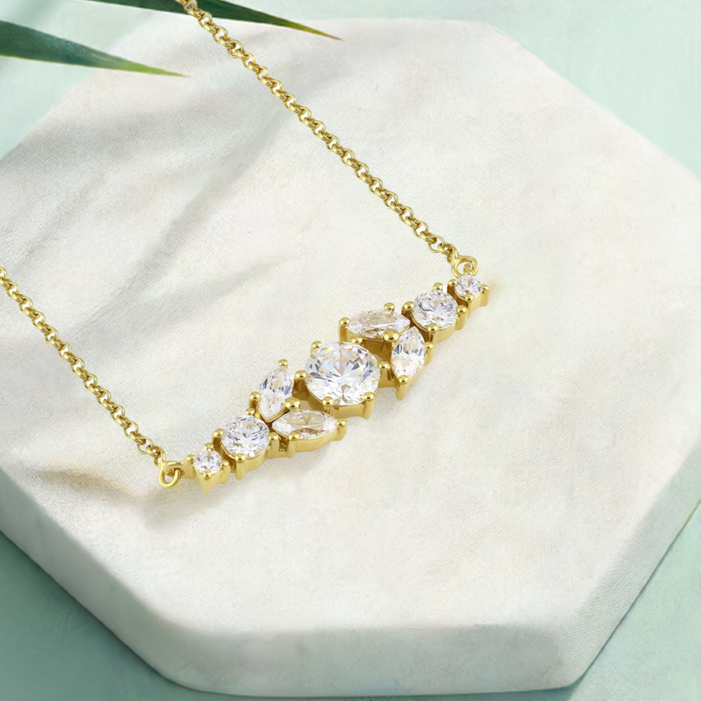 Gold Crystal Bar Necklace