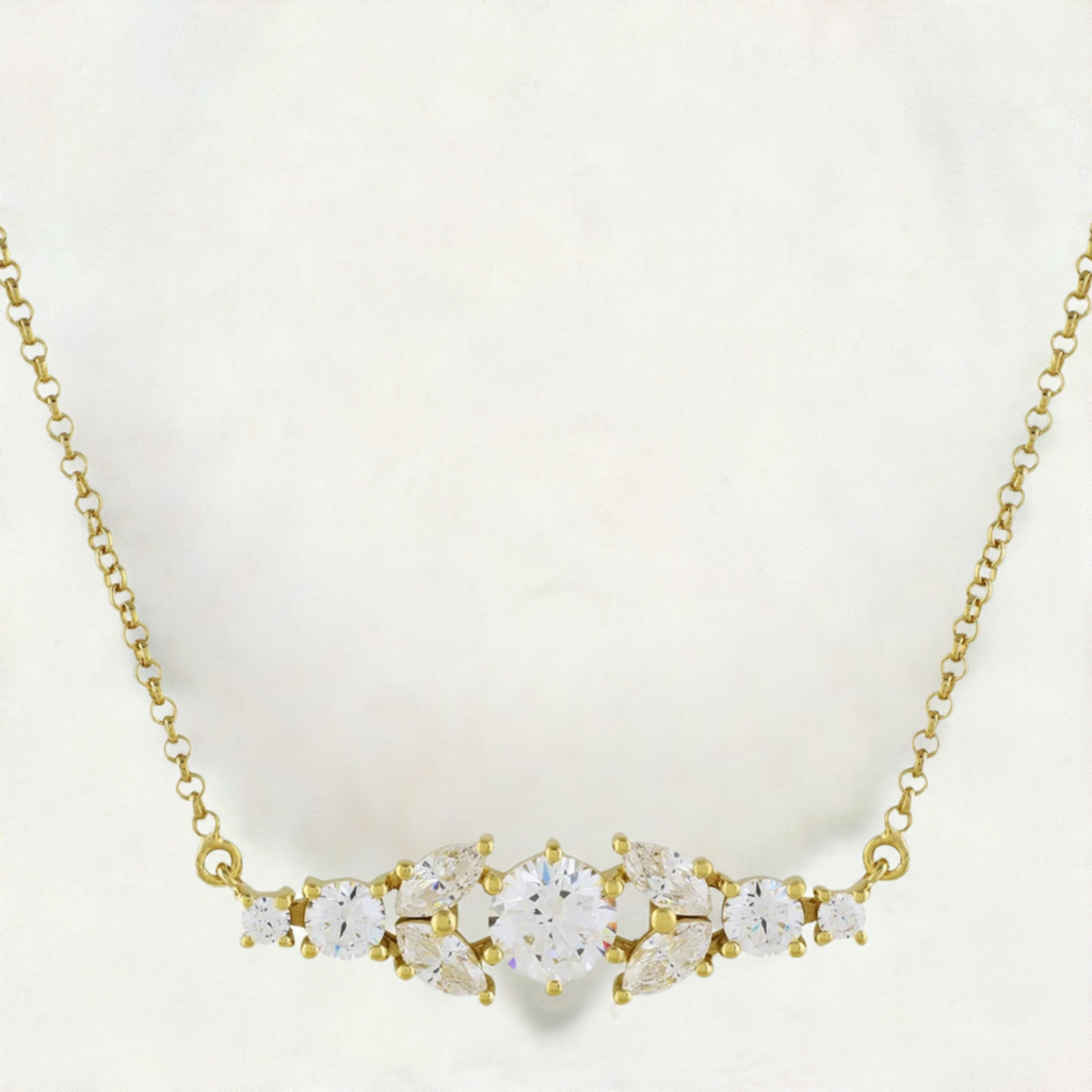 Gold Crystal Bar Necklace