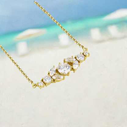 Gold Crystal Bar Necklace