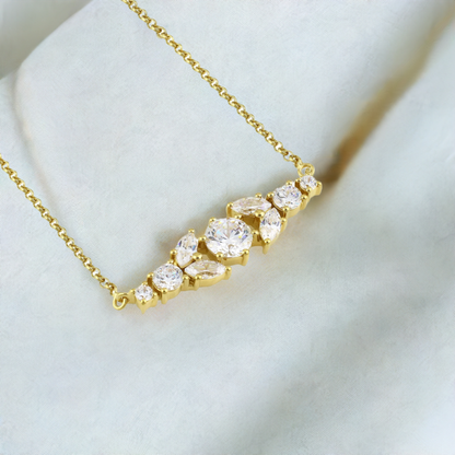 Gold Crystal Bar Necklace