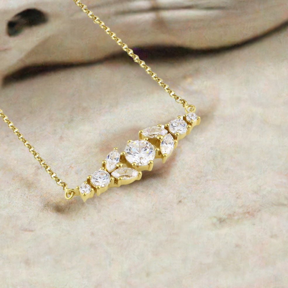 Gold Crystal Bar Necklace