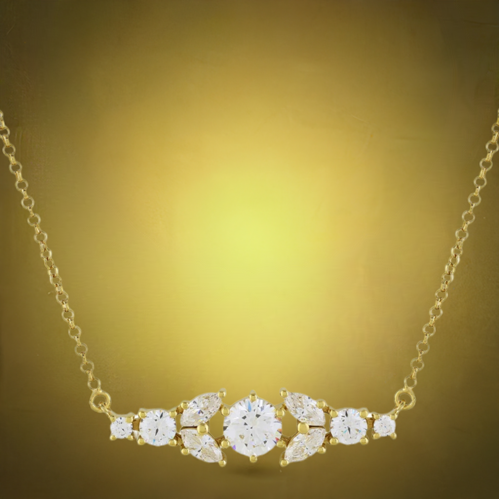 Gold Crystal Bar Necklace