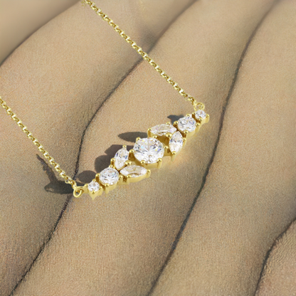 Gold Crystal Bar Necklace