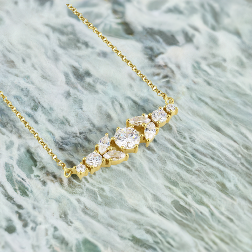 Gold Crystal Bar Necklace