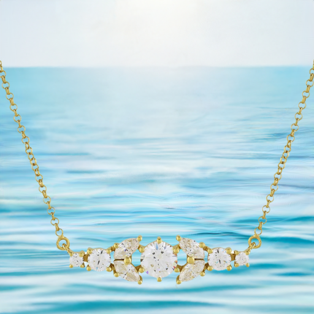 Gold Crystal Bar Necklace