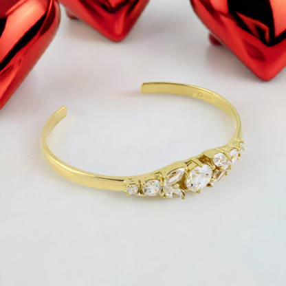 Gold Cuff Cubic Zirconia Marquise Bracelet