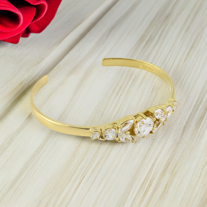 Gold Cuff Cubic Zirconia Marquise Bracelet