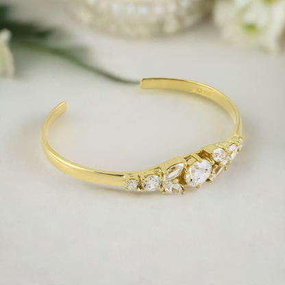 Gold Cuff Cubic Zirconia Marquise Bracelet