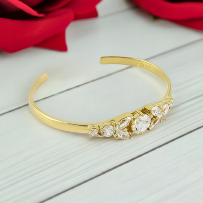 Gold Cuff Cubic Zirconia Marquise Bracelet