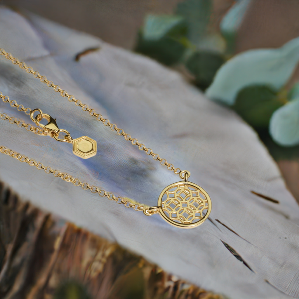 Gold Round Lace Filigree Necklace